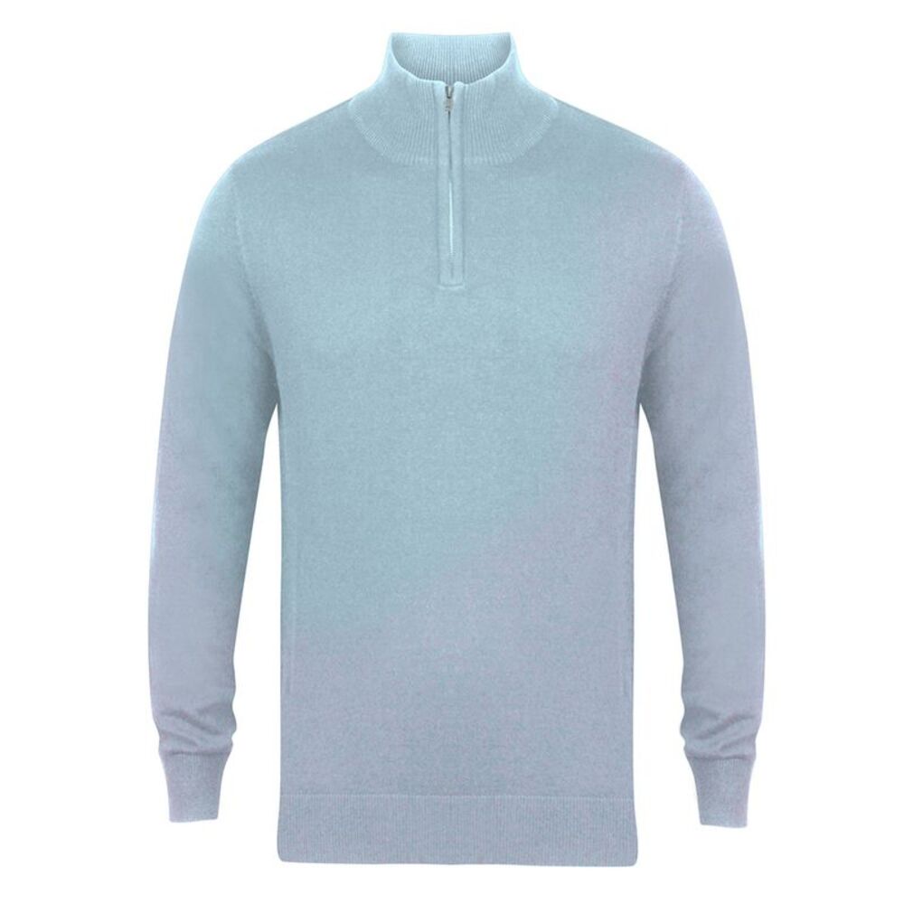 Henbury Mens 1/4 Zip Long Sleeve Sweater / Light Heather - Picture 1 of 3